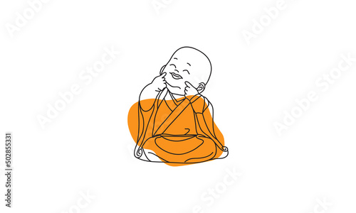 cute little monk logo vector