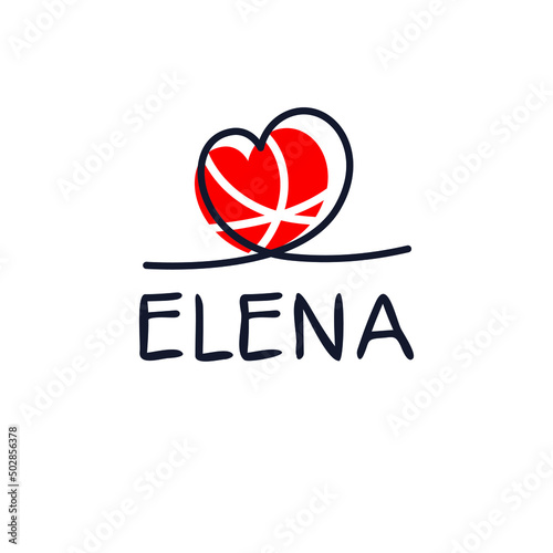 Elena Calligraphy female name, Vector illustration. photo