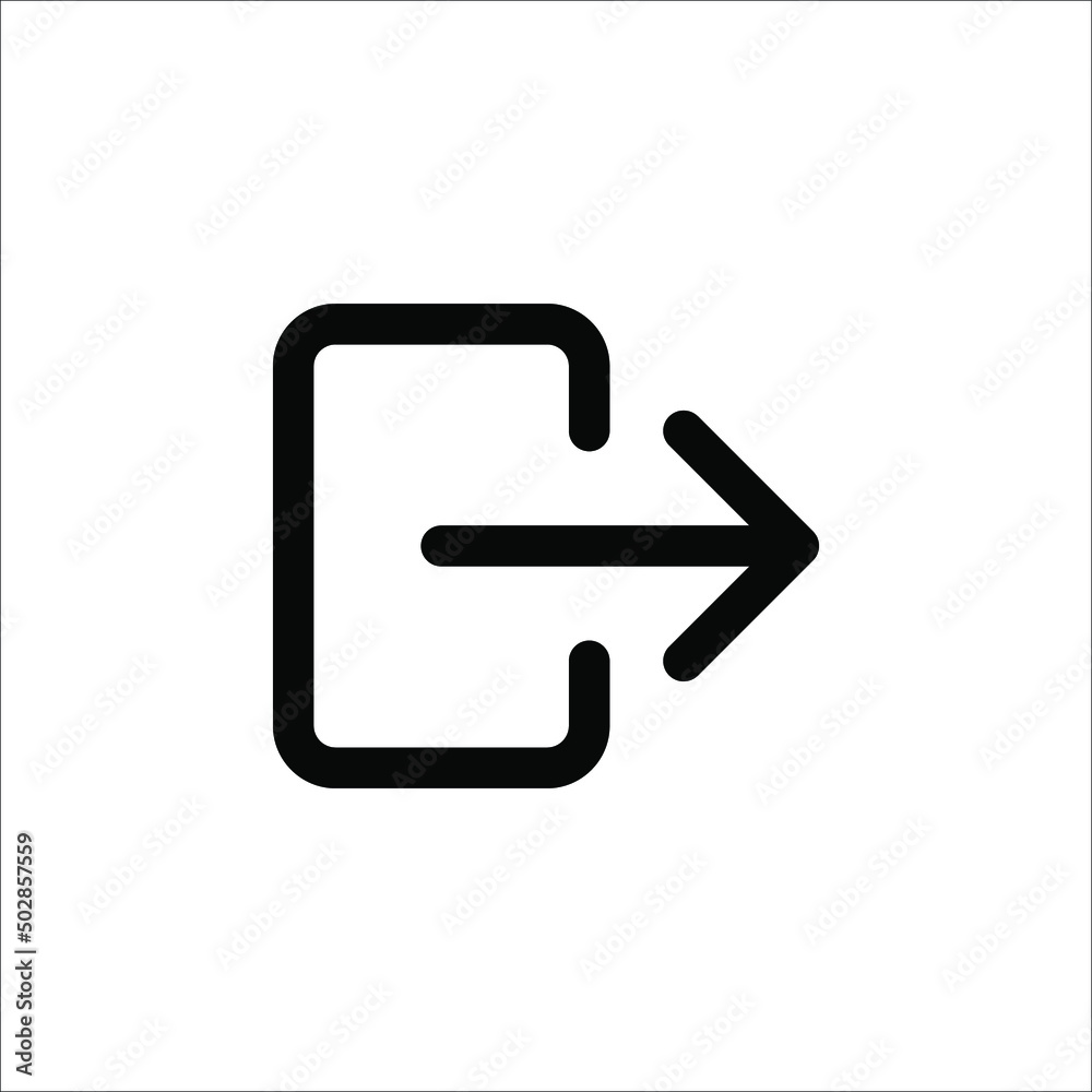 Logout icon. Exit Vector in trendy flat style. Flat Web Mobile Icon, Sign, Symbol, Button, Element - Vector illustration on white background Logout icon. Exit Vector in trendy flat style. Flat Web Mobile Icon, Sign, Symbol, Button, Element - Vector illustration on white background