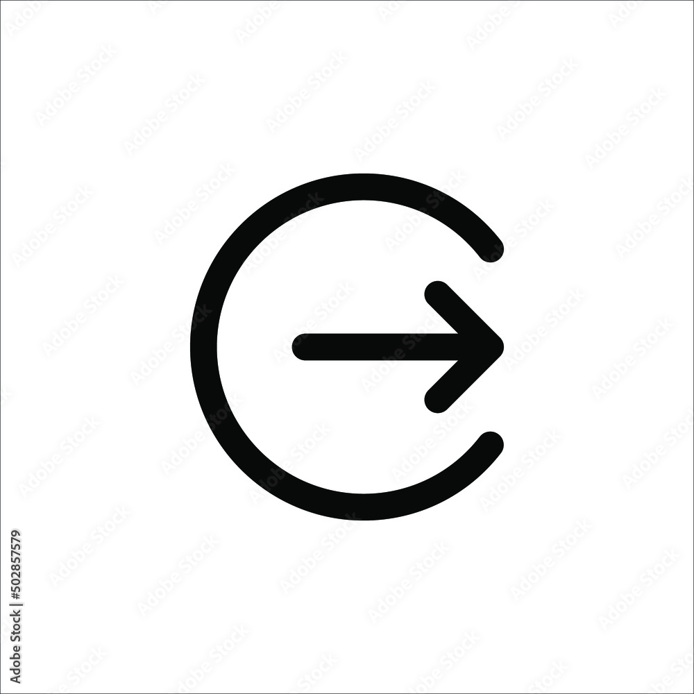 Logout icon. Exit Vector in trendy flat style. Flat Web Mobile Icon, Sign, Symbol, Button, Element - Vector illustration on white background Logout icon. Exit Vector in trendy flat style. Flat Web Mobile Icon, Sign, Symbol, Button, Element - Vector illustration on white background
