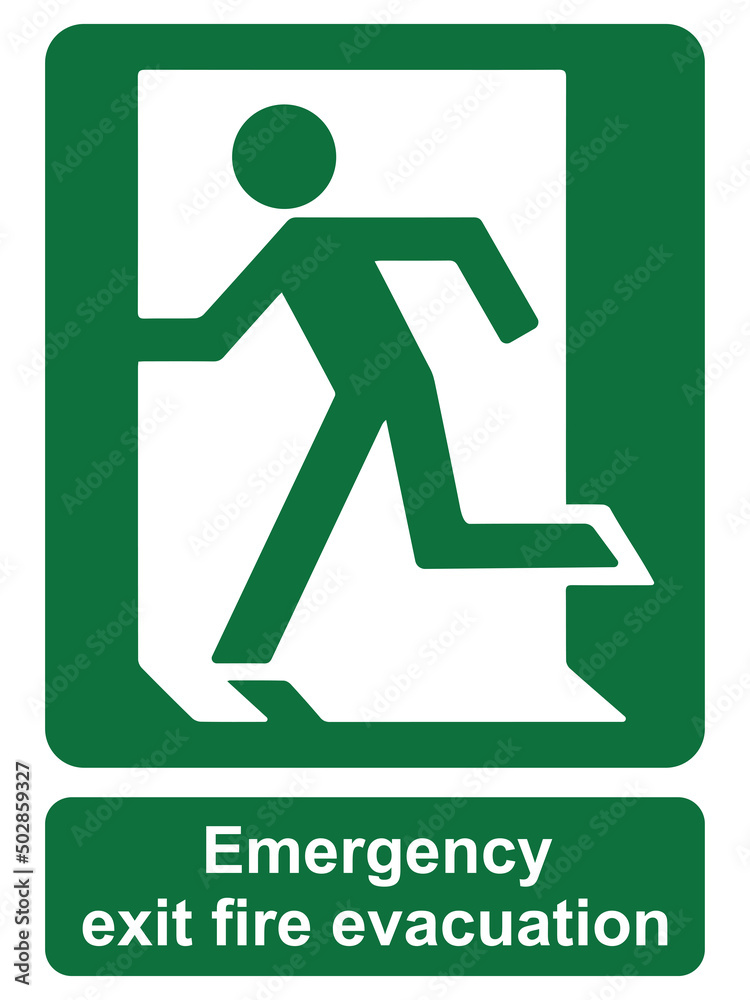 emergency exit fire evacuation sign. ESP10
