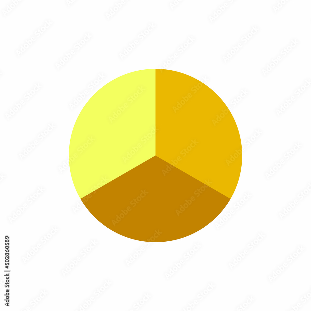 Pie chart with three same size sectors vector illustration on white background Pie chart with three same size sectors vector illustration on white background