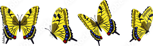 Vector set of beautiful colorful butterflies on a white background © Dysenkart