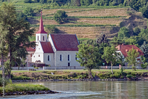 A village church along the Danube River in Austria.