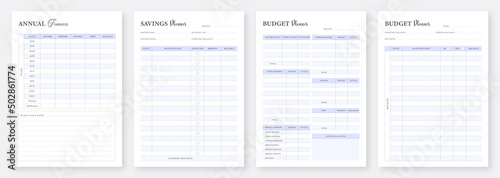 Minimalist Financial planner. Daily, Weekly, Monthly Financial Planner. Printable financial planner templates. Finance, budget, income, savings, expense planner. 3 Set of minimalist planners.