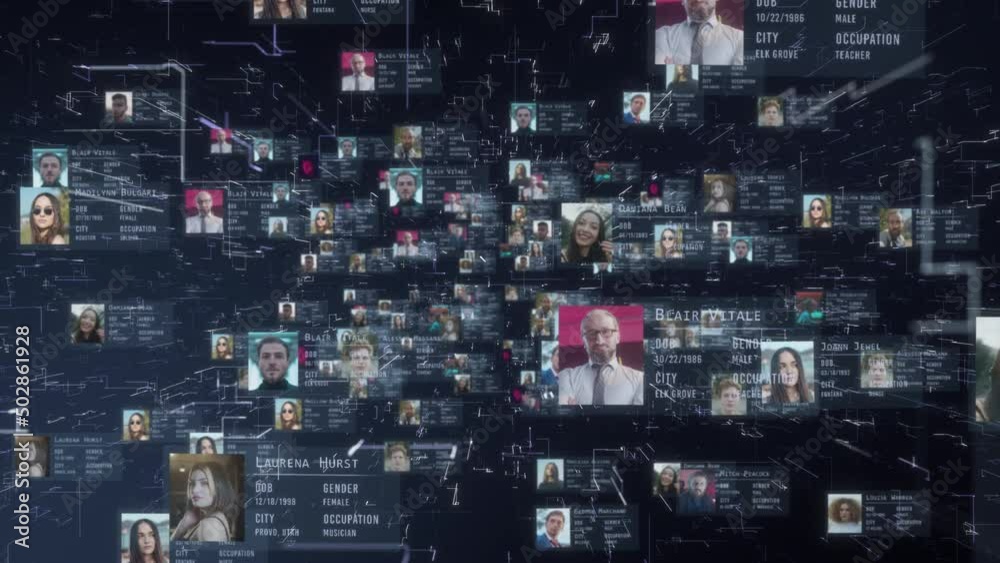 Digital global communication network. Various ethnic group people. Data and security concept.