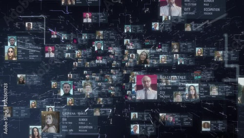 Digital global communication network. Various ethnic group people. Data and security concept.