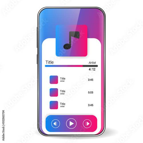 music player user interface realistic smartphone
