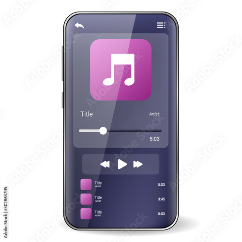 music player user interface realistic smartphone