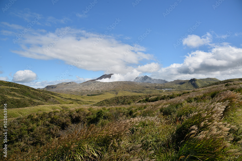 阿蘇中岳、噴煙、草千里から 阿蘇中岳、噴煙、草千里から