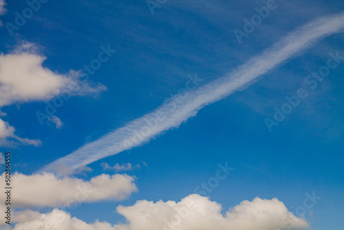 blue sky with cirrus and cumulus clouds. summer sky. natural background