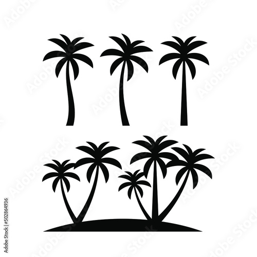 set of palm trees vector stock illustration