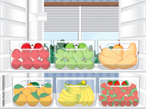 Inside of refrigerator with foods