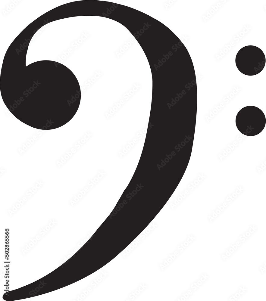 black sign musical bass clef. symbol for sheet music. treble clef sign
