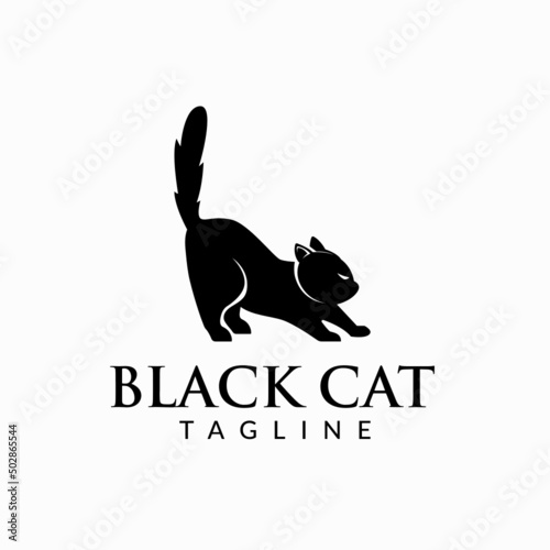 black cat logo design template