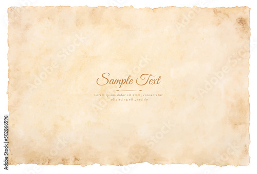 Vector old parchment paper sheet vintage aged or texture isolated on white background photo