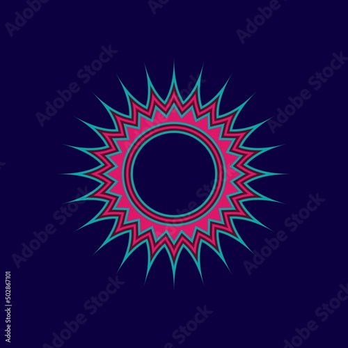 Simple design single star mandala on dark purple background. Pattern,decorative,ribbon,starfloake,ornament,logo,icons,etc.