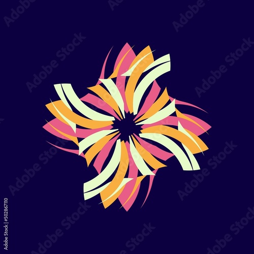 Beautiful single Abstract pattern isolated on dark purple background. Stock Vector  Ornament Template  decorative  icon  logo  mandala  starfloake  ribbon  etc.