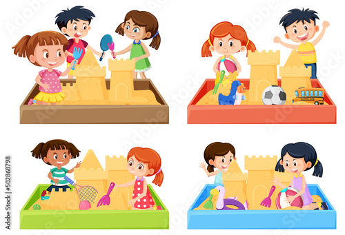 Children sand pit  on white background