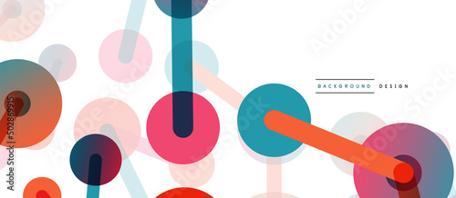 Abstract background. Round dots connected by lines. Trendy techno business template for wallpaper, banner, background or landing