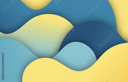 Abstract blue colorful gradient technology papercut background design for website, poster, brand identity, brochure, presentation template with geometric natural wave 