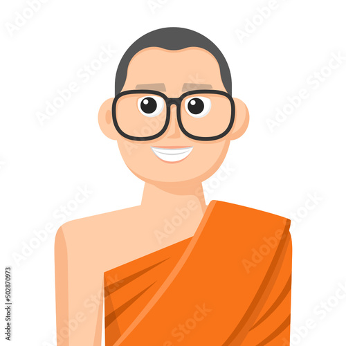 Monk in simple flat vector. personal profile icon or symbol. Religions people concept vector illustration.