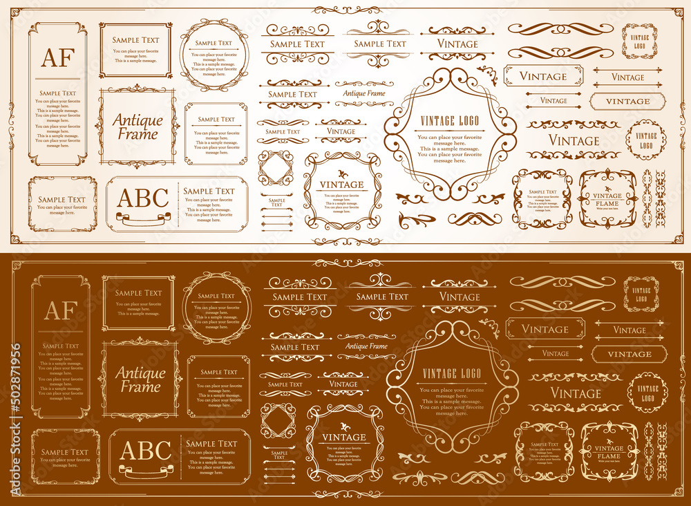 オシャレなフレーム。デザインテンプレート。ゴージャスな額のセット。