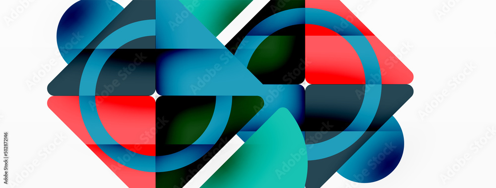 Creative geometric wallpaper. Minimal abstract background. Triangles and circles composition vector illustration for wallpaper banner background or landing page Creative geometric wallpaper. Minimal abstract background. Triangles and circles composition vector illustration for wallpaper banner background or landing page