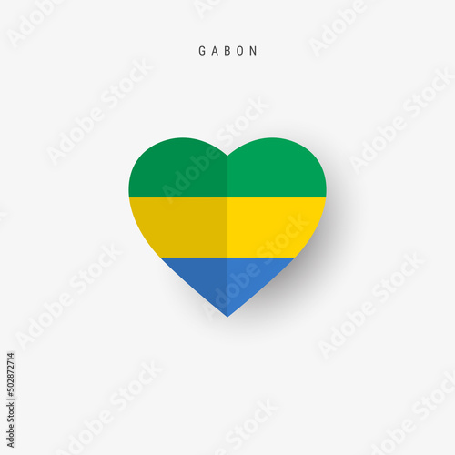 Free Download Gabon heart shaped flag. Origami paper cut Gabonese national banner. 3D vector illustration isolated on white with soft shadow. - GFXLoad