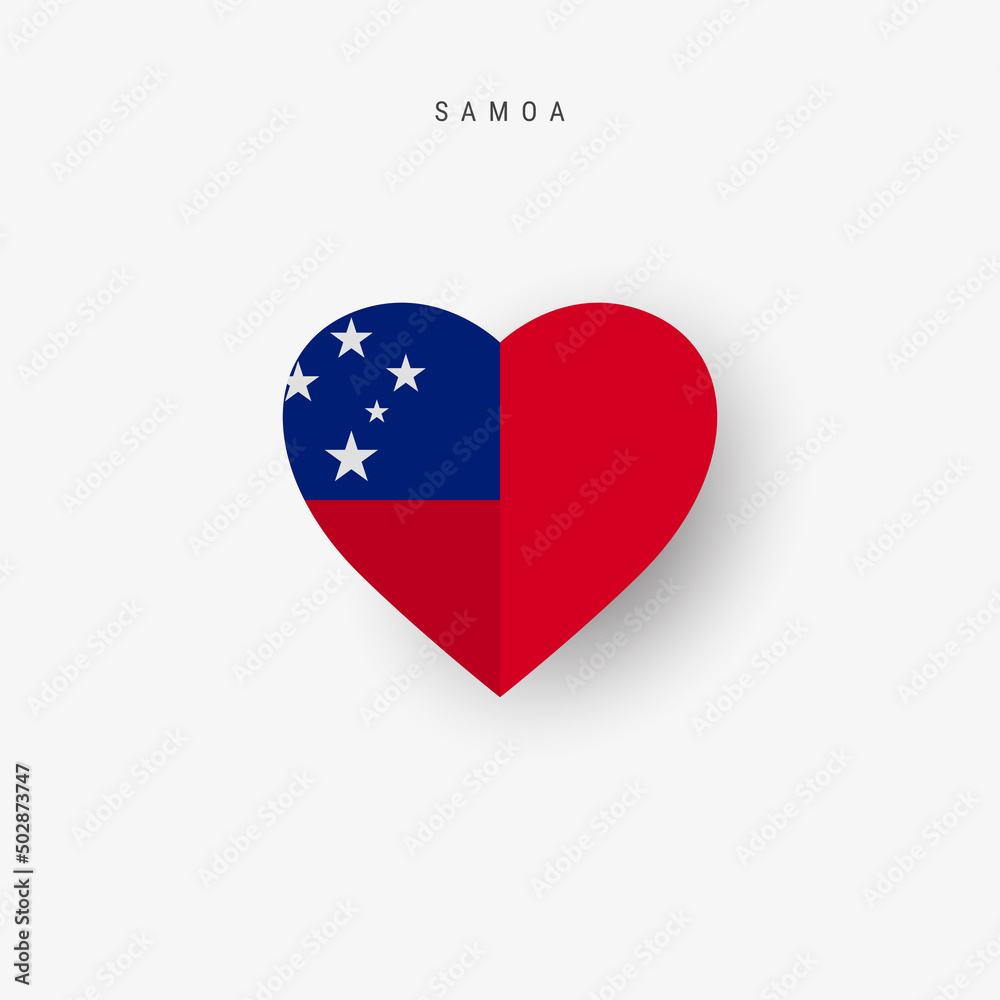 Samoa heart shaped flag. Origami paper cut Samoan national banner. 3D vector illustration isolated on white with soft shadow. Samoa heart shaped flag. Origami paper cut Samoan national banner. 3D vector illustration isolated on white with soft shadow.