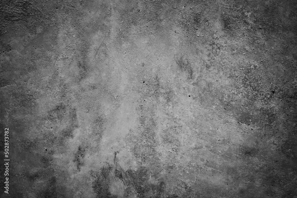 Fototapeta premium Black white concrete wall texture. Dark gray cement grunge background with space for design. 