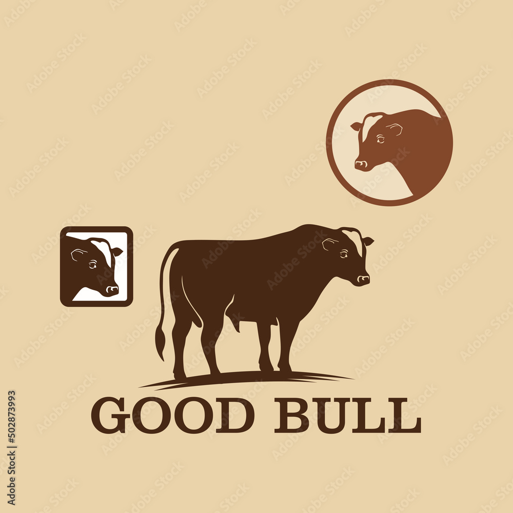 Obraz premium bull logo silhouette of strong limoushin bull walking around vector illustrations