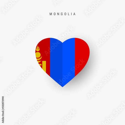 Free Download Mongolia heart shaped flag. Origami paper cut Mongolian national banner. 3D vector illustration isolated on white with soft shadow. - GFXLoad