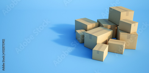 Pile of cardboard boxes on ...