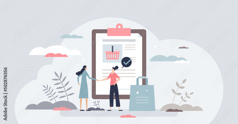 Sales representative as customer support manager job tiny person concept. Professional assistant for retail shopping purchases vector illustration. Trading specialist deal and work as selling agent. Sales representative as customer support manager job tiny person concept. Professional assistant for retail shopping purchases vector illustration. Trading specialist deal and work as selling agent.
