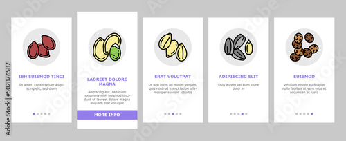 Seed Plant Agriculture Culture Onboarding Mobile App Page Screen Vector. Amaranth And Sunflower, Sesame Flax, Chia And Mustard Agricultural Seed. Vegetable Fruit Growing Vitamin Product Illustrations