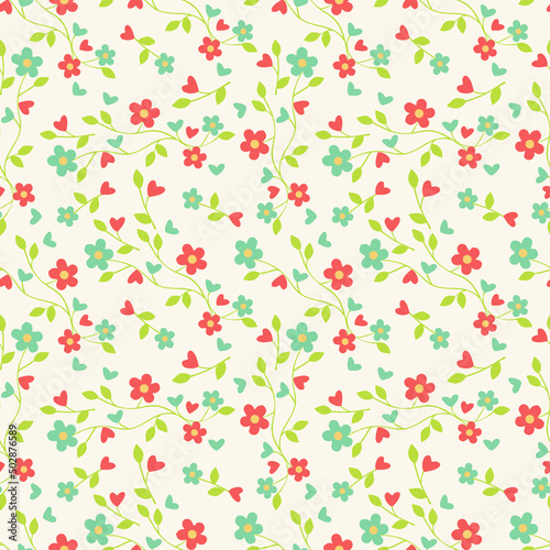 seamless pattern with roses leaf flower branch endless wallpaper