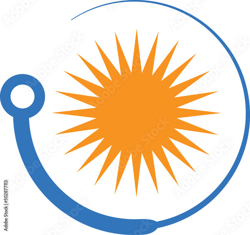 sun acupuncture. acupuncture health medical logo concept	