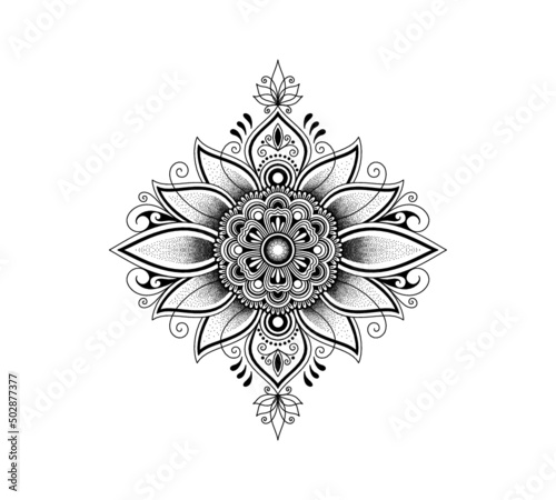 Vintage ornamental mandala, black and white