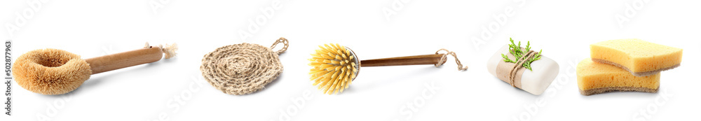 Set of eco products on white background Set of eco products on white background