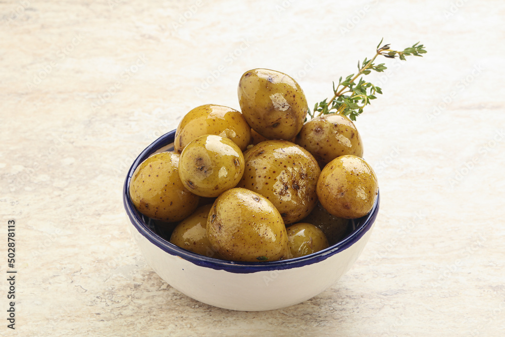 Boiled baby potato in the bowl