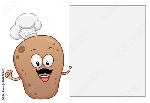 Mascot Potato Chef Board Illustration