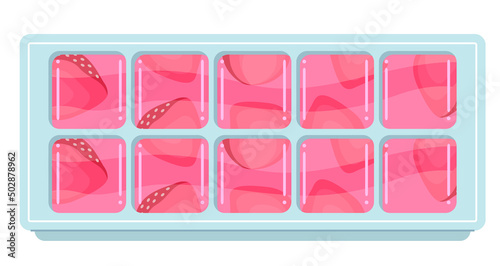 Strawberry Ice Cubes Healthy Illustration