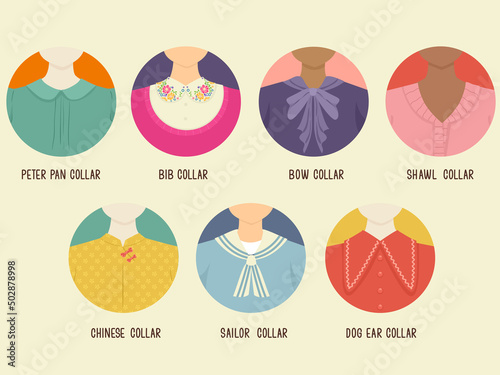 Womens Fashion Collar Types Illustration photo