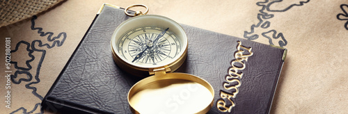 Vintage compass and passpor...