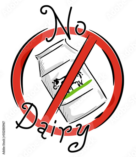No Dairy Food Log Icon Illustration