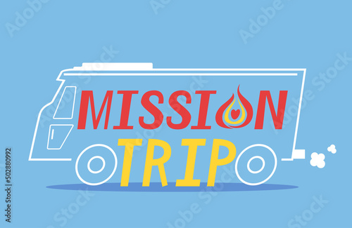 Mission Trip Bus Text Lettering Illustration