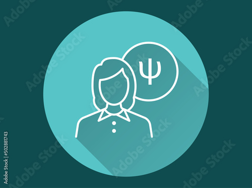 Psychological help icon with long shadow for graphic and web design.