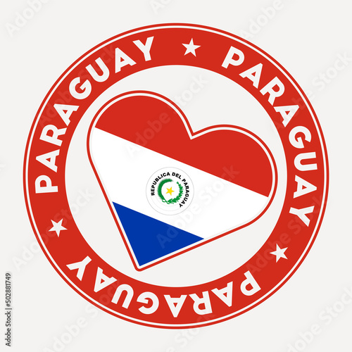 Paraguay heart flag badge. From Paraguay with love logo. Support the country flag stamp. Vector illustration.