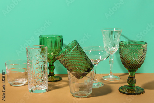 Assorted clear and green gl...